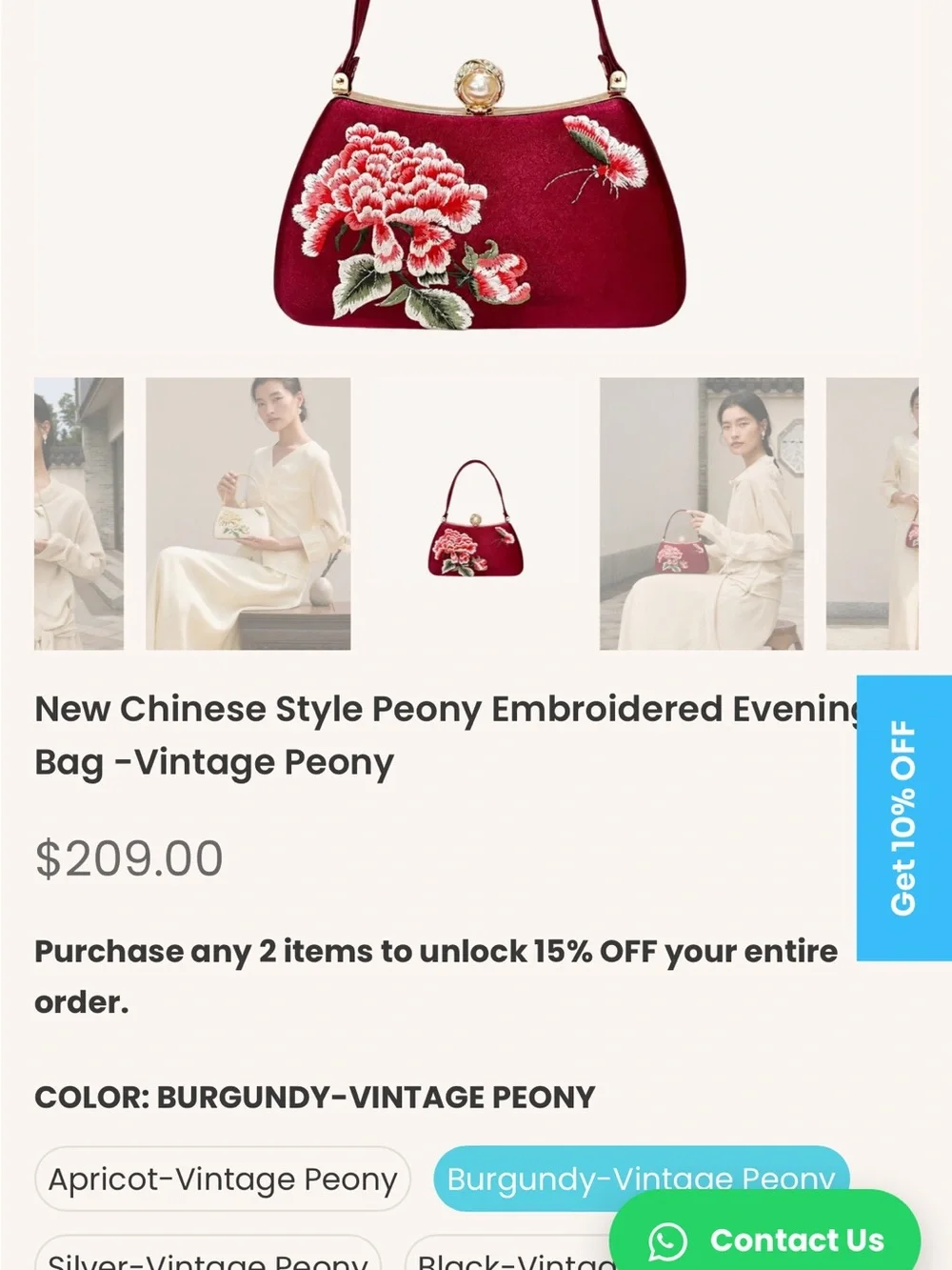 Verano Hill Red Satin Floral Top-Handle Evening Bag & Crossbody chain